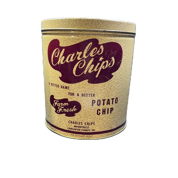 Vintage Charles Chips Potato Chip Tin 1960s - Picture 3 of 8